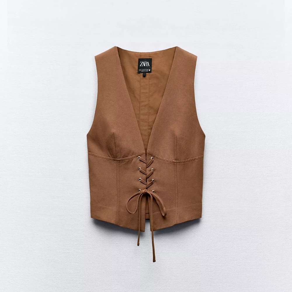 Zara Brown Tailored Vest Top